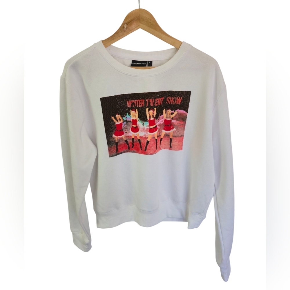 NWT Mean Girls Graphic Winter Talent Night Holiday Sweatshirt White Size XL